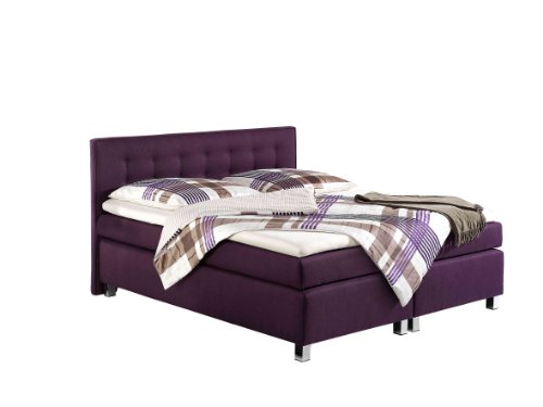 Maintal Boxspringbett Katar, 180 x 200 cm, Strukturstoff, Bonellfederkern Matratze H2, beere von Maintal Betten