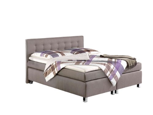 Maintal Boxspringbett Katar, 180 x 200 cm, Strukturstoff, Tonnentaschenfederkern Matratze H2, taupe von Maintal Betten