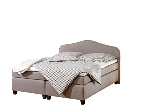 Maintal Boxspringbett Nevada, 100 x 200 cm, Stoff, Tonnentaschenfederkern Matratze H2, Taupe von Maintal Betten