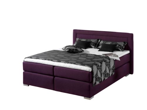 Maintal Boxspringbett Mambo, 100 x 200 cm, Strukturstoff, Tonnentaschenfederkern Matratze H2, beere von Maintal Betten