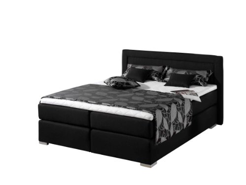 Maintal Boxspringbett Mambo, 180 x 200 cm, Strukturstoff, Bonellfederkern Matratze H3, schwarz von Maintal Betten