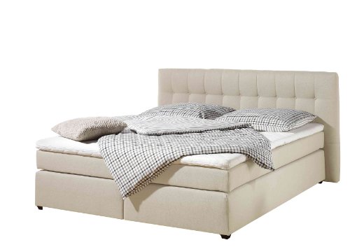 Maintal Boxspringbett Jeremy, 100 x 200 cm, Strukturstoff, Bonellfederkern Matratze H2, creme von Maintal Betten