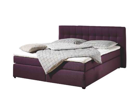 Maintal Boxspringbett Jeremy, 100 x 200 cm, Strukturstoff, Bonellfederkern Matratze H2, beere von Maintal Betten