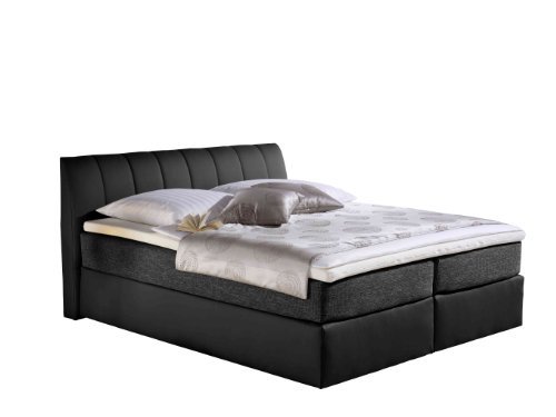 Maintal Boxspringbett Vanilla, 100 x 200 cm, Strukturstoff, Bonellfederkern Matratze H2, schwarz von Maintal Betten