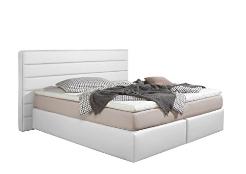 Maintal Boxspringbett Toulouse, 100 x 200 cm, Kunstleder, 7-Zonen-Kaltschaum Matratze H2, Weiß von Maintal Betten