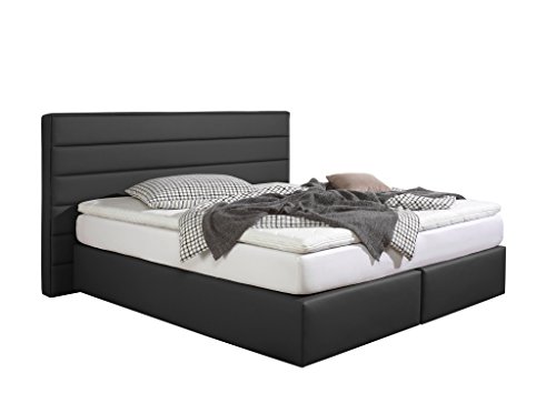 Maintal Boxspringbett Toulouse, 160 x 200 cm, Kunstleder, 7-Zonen-Kaltschaum Matratze H2, Schwarz von Maintal Betten