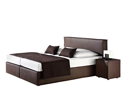 Maintal Boxspringbett Carva, 100 x 200 cm, Kunstleder, Bonellfederkern Matratze h2, braun von Maintal Betten