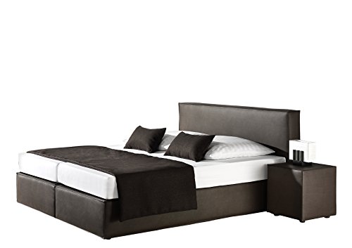 Maintal Boxspringbett Carva, 180 x 200 cm, Kunstleder, Tonnentaschenfederkern Matratze h3, grau von Maintal Betten