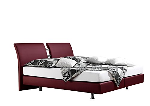 Maintal Boxspringbett Polo, 140 x 200 cm, Kunstleder, Bonellfederkern Matratze h2, bordeaux von Maintal Betten