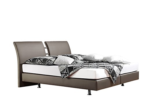 Maintal Boxspringbett Polo, 160 x 200 cm, Kunstleder, Bonellfederkern Matratze h2, taupe von Maintal Betten