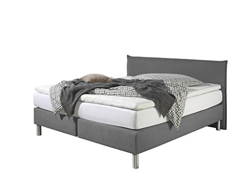 Maintal Boxspringbett Point, 160 x 200 cm, Stoff, Tonnentaschenfederkern Matratze h2, Grau von Maintal Betten