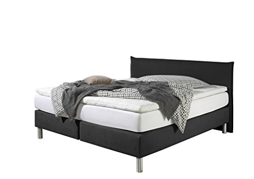 Maintal Boxspringbett Point, 140 x 200 cm, Stoff, 7-Zonen-Kaltschaum Matratze h2, Schwarz von Maintal Betten