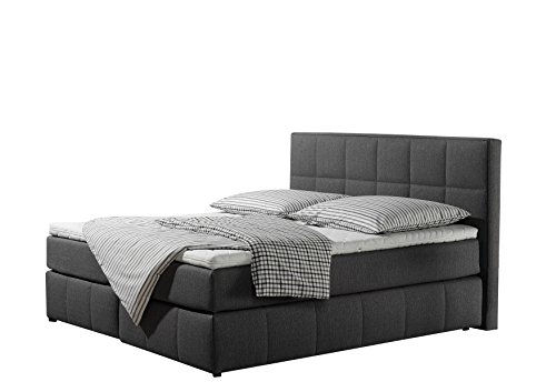 Maintal Boxspringbett Casano, 100 x 200 cm, Strukturstoff, Bonellfederkern Matratze h2, anthrazit von Maintal Betten