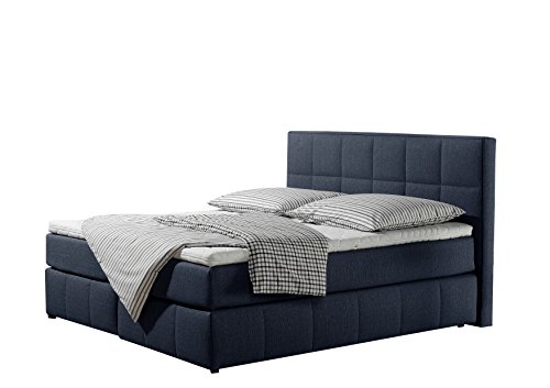 Maintal Boxspringbett Casano, 140 x 200 cm, Strukturstoff, 7-Zonen-Tonnentaschenfederkern Matratze h2, denim-blau von Maintal Betten