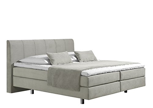 Maintal Boxspringbett Montepellier, 100 x 200 cm, Strukturstoff, Bonellfederkern Matratze h2, ecru von Maintal Betten