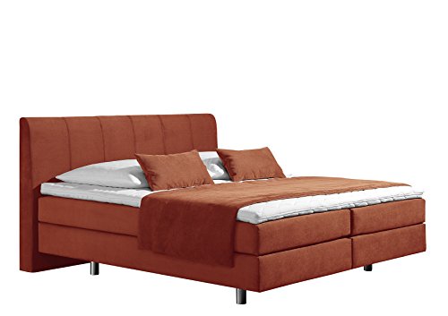 Maintal Boxspringbett Montepellier, 140 x 200 cm, Strukturstoff, 7-Zonen-Tonnentaschenfederkern Matratze h2, terra von Maintal Betten