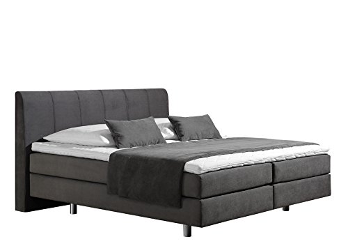 Maintal Boxspringbett Montepellier, 100 x 200 cm, Strukturstoff, 7-Zonen-Kaltschaum Matratze h3, anthrazit von Maintal Betten