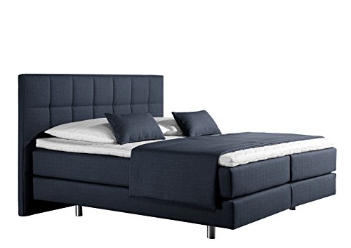 Maintal Boxspringbett Neon, 140 x 200 cm, Strukturstoff, Bonellfederkern Matratze h2, denim-blau von Maintal Betten