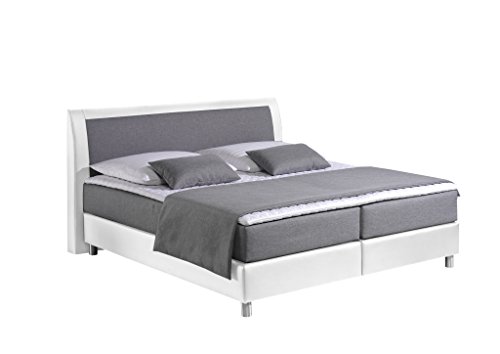 Maintal Boxspringbett Sharon, 160 x 200 cm, Stoff, Bonellfederkern Matratze h2, silbergrau/weiß von Maintal Betten