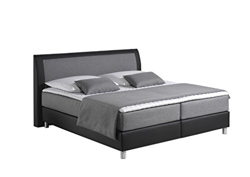 Maintal Boxspringbett Sharon, 180 x 200 cm, Stoff, 7-Zonen-Tonnentaschenfederkern Matratze h2, silbergrau/schwarz von Maintal Betten