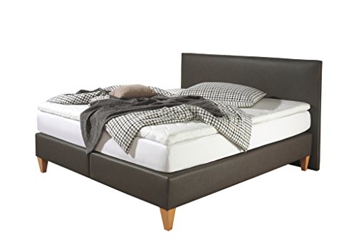 Maintal Boxspringbett Luxor, 160 x 200 cm, Kunstleder, Tonnentaschenfederkern Matratze h3, Oliv von Maintal Betten