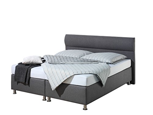 Maintal Boxspringbett Filipo, 100 x 200 cm, Stoff, Bonellfederkern Matratze h2, Anthrazit von Maintal Betten