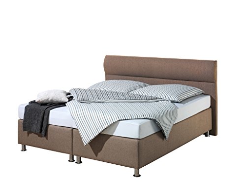 Maintal Boxspringbett Filipo, 180 x 200 cm, Stoff, Bonellfederkern Matratze h2, Braun von Maintal Betten