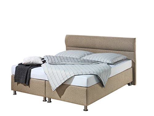 Maintal Boxspringbett Filipo, 100 x 200 cm, Stoff, Tonnentaschenfederkern Matratze h2, Beige von Maintal Betten