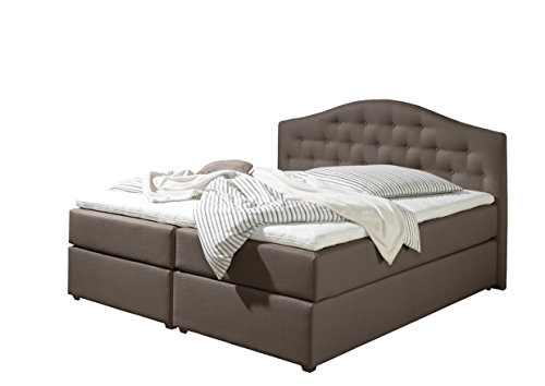 Maintal Boxspringbett Amber, 100 x 200 cm, Stoff, Bonellfederkern Matratze h2, Braun von Maintal Betten