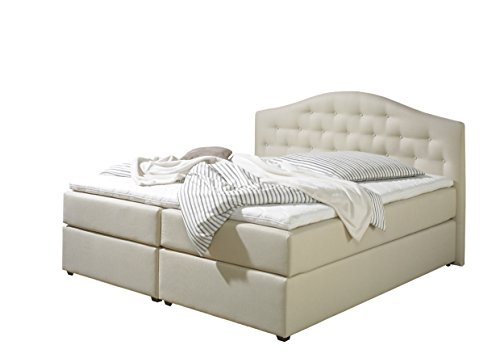 Maintal Boxspringbett Amber, 180 x 200 cm, Stoff, 7-Zonen-Taschenfederkern Matratze h2, Beige von Maintal Betten