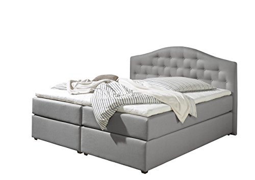 Maintal Boxspringbett Amber, 180 x 200 cm, Stoff, 7-Zonen-Taschenfederkern Matratze h3, Grau von Maintal Betten