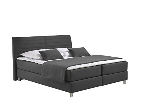 Maintal Boxspringbett Denver, 160 x 200 cm, Strukturstoff, Bonellfederkern Matratze h2, Anthrazit von Maintal Betten