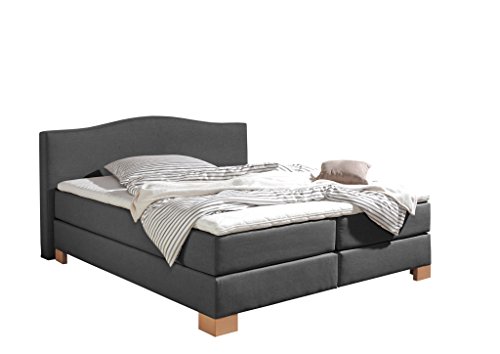 Maintal Boxspringbett Franklin, 160 x 200 cm, Stoff, 7-Zonen-Taschenfederkern Matratze h2, Anthrazit von Maintal Betten