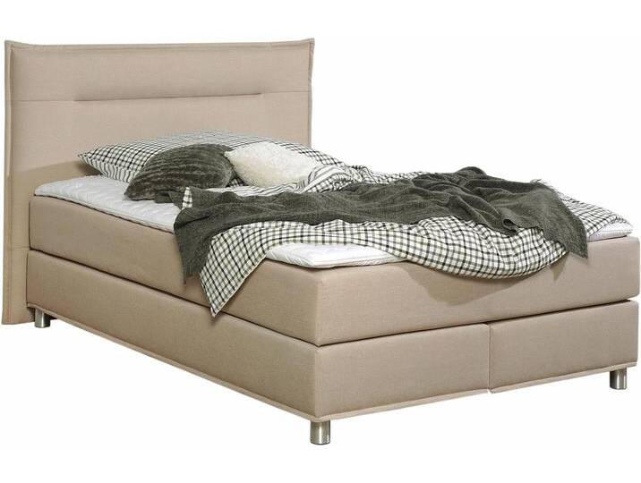 Boxspringbett MAINTAL, beige, Liegefläche B/L: 140cm x 200cm, H2, Tonnentaschen-Federkernmatratze, Bezug: Strukturstoff aus 100% Polyester, Bezug der Spiegelfläche Matratzendrell aus 100% Polyester, Bezug des Toppers: 100% Polyester, Komplettbetten, Boxspringbett, inkl. Topper von Maintal