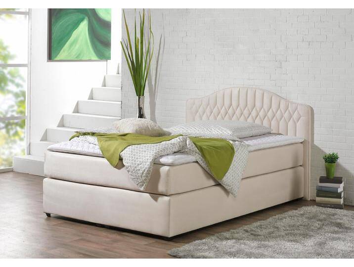 Boxspringbett MAINTAL, beige (creme), Liegefläche B/L: 100cm x 200,Spiegelfläche der Unterbox und Obermatratze: 100% Polyestercm, H3, 5-Zonen-Tonnentaschen-Federkernmatratze, Seitliche Einfassung Unterbox und Obermatratze: Mikrovelours (100% Polyester);Spiegelfläche der Unterbox und Obermatratze: 100% Polyester, Komplettbetten, in diversen Ausführungen von Maintal