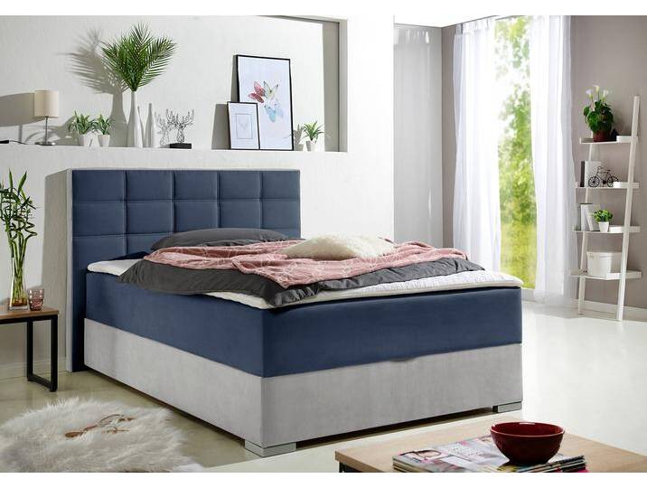 Boxspringbett MAINTAL, blau, L:210cm, Bezug Microfaser aus 100% Polyester, Komplettbetten, Boxspringbett, mit Bettkasten und Topper von Maintal