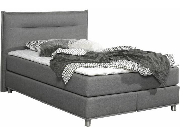 Boxspringbett MAINTAL, grau, Liegefläche B/L: 140cm x 200cm, H3, Tonnentaschen-Federkernmatratze, Bezug: Strukturstoff aus 100% Polyester, Bezug der Spiegelfläche Matratzendrell aus 100% Polyester, Bezug des Toppers: 100% Polyester, Komplettbetten, Boxspringbett, inkl. Topper von Maintal