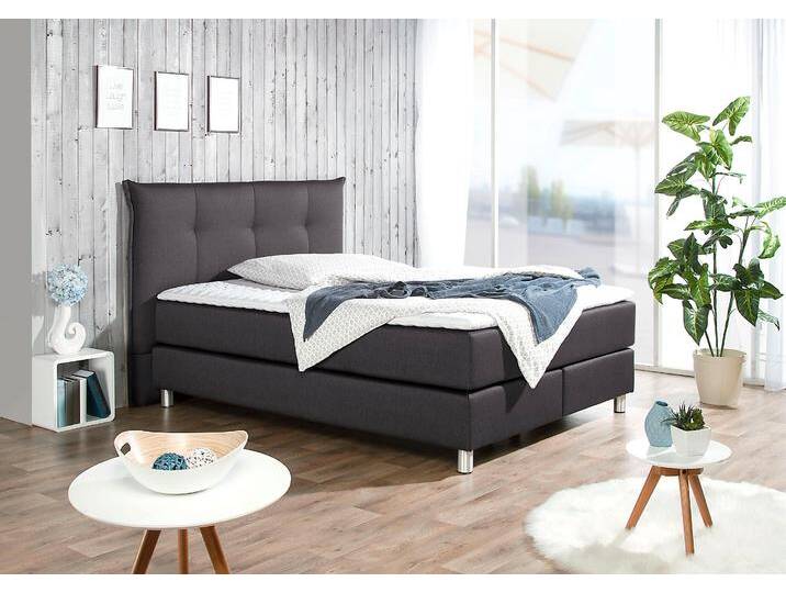 Boxspringbett MAINTAL, grau (anthrazit), Liegefläche B/L: 140cm x 200cm, H4, Tonnentaschen-Federkernmatratze, Bezug der Spiegelfläche Matratzendrell aus 100% Polyester, Strukturstoff-Bezug (100% Polyester), Kaltschaum-Topper: Bezug aus 100% Polyester. Abnehmbar und waschbar bis 60u00b0Grad, Komplettbetten, Boxspringbett von Maintal