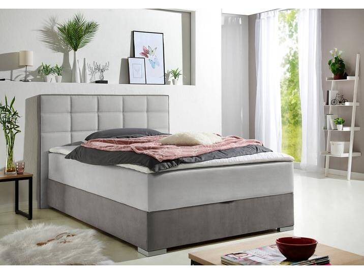 Boxspringbett MAINTAL, grau (hellgrau), L:210cm, Bezug Microfaser aus 100% Polyester, Komplettbetten, Boxspringbett, mit Bettkasten und Topper von Maintal