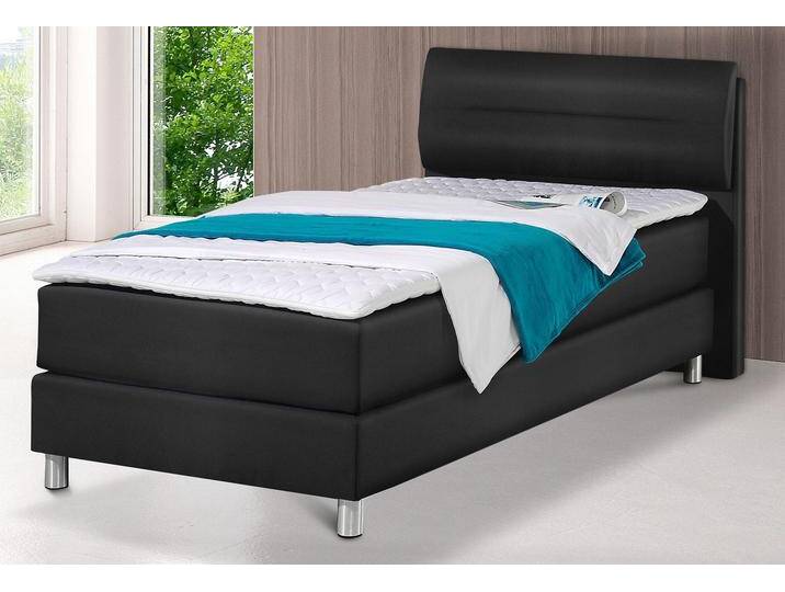 Boxspringbett MAINTAL, schwarz, Kunstleder, Liegefläche B/L: 100cm x 200cm, H3, 7-Zonen-Tonnentaschen-Federkernmatratze, Bezug bei beige, anthrazit und hellgrau: pflegeleichter Strukturstoff (100% Polyester), Bezug bei weiß und schwarz: Kunstleder (100% Polyurethan), Spiegelfläche der Matratzen: Material angeben (100% Polyester), Komplettbetten, Boxspringbett, inkl. Topper Boxspringbett MAINTAL, schwarz, Kunstleder, Liegefläche B/L: 100cm x 200cm, H3, 7-Zonen-Tonnentaschen-Federkernmatratze, Bezug bei beige, anthrazit und hellgrau: pflegeleichter Strukturstoff (100% Polyester), Bezug bei weiß und schwarz: Kunstleder (100% Polyurethan), Spiegelfläche der Matratzen: Material angeben (100% Polyester), Komplettbetten, Boxspringbett, inkl. Topper von Maintal