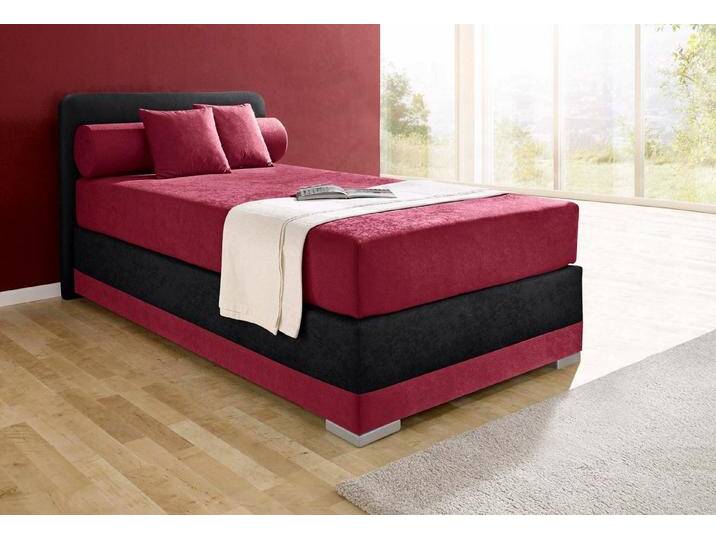 Maintal Boxspringbett Lago, in 3 verschiedenen Matratzenarten, H2 oder H3, rot schwarz, 7-Zonen-Tonnentaschen-Federkernmatratze , H3 (100 kg) von Maintal