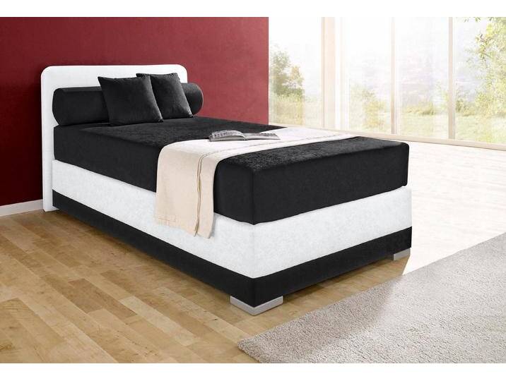 Maintal Boxspringbett Lago, in 3 verschiedenen Matratzenarten, H2 oder H3, schwarz weiß, 7-Zonen-Tonnentaschen-Federkernmatratze , H3 (100 kg) von Maintal