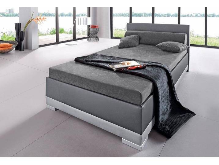 Maintal Polsterbett, Kunstleder, Made in Germany, grau, Bonnell-Federkernmatratze , H2 (80 kg), dunkelgrau/steinfarben von Maintal