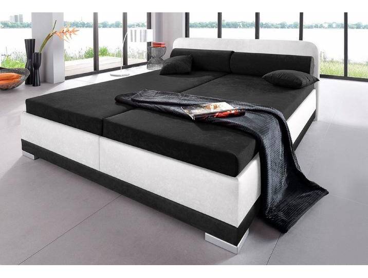 Maintal Polsterbett wahlweise mit Matratze und praktischen Bettkasten, in verschiedenen Größen und Farben erhältlich, schwarz weiß, Mit Bettkasten, Festpolsterung von Maintal