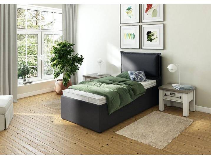 Maintal Polsterbett Lyara, grau, mit Bonnell-Federkernmatratze + Lattenrost, Bonnell-Federkernmatratze , H2 (80 kg), anthrazit von Maintal