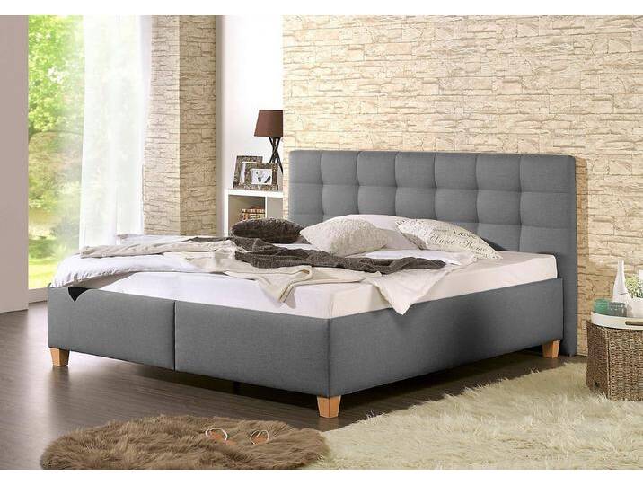 Maintal Polsterbett Madane,H3 oder H4, grau, mit Bonnell-Federkernmatratze + Lattenrost, Bonnell-Federkernmatratze , H3 (100 kg), grau von Maintal