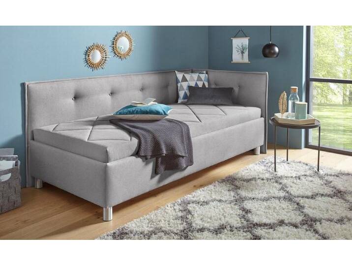 Maintal Polsterliege, mit Seiten- und Rückenteil, grau, Seitenteil rechts, Bonnell-Federkernmatratze, hellgrau von Maintal