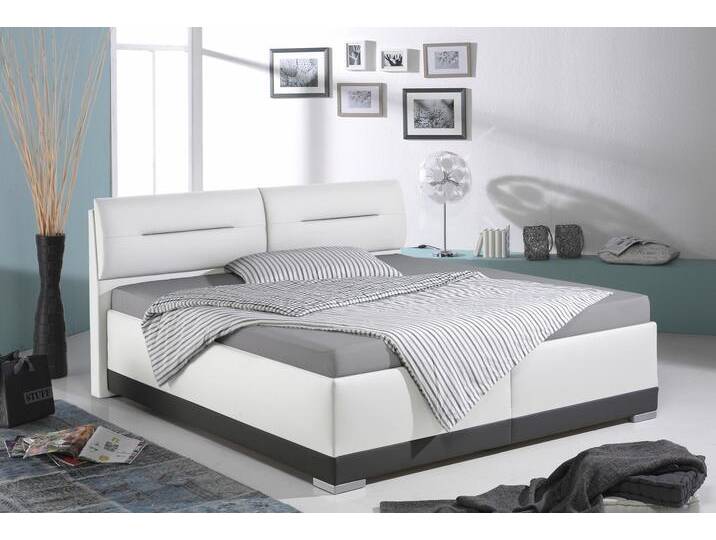 Polsterbett MAINTAL, schwarz-weiß (weiß, schwarz), B:192cm L:212cm, Ausf. 2-5 Matratzenbezug aus 100% Polyester, Betten, mit verstellbaren Kopfteil-Elementen von Maintal