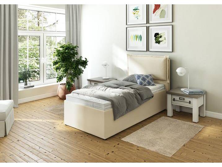 Polsterbett MAINTAL Lyara , beige, B:107cm L:215cm, Struktur fein (100% Polyester), Betten, wahlweise ohne Matratze oder mit 3 Matratzenarten zur Auswahl von Maintal