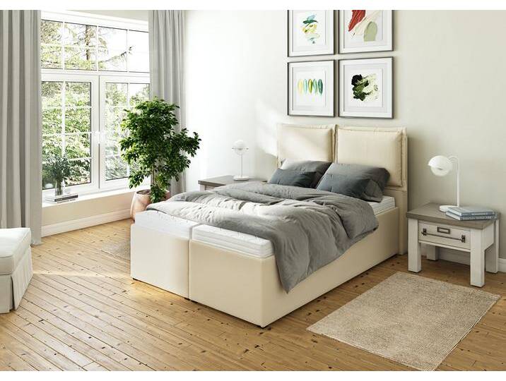 Polsterbett MAINTAL Lyara , beige, B:147cm L:215cm, Struktur fein (100% Polyester), Betten, wahlweise ohne Matratze oder mit 3 Matratzenarten zur Auswahl von Maintal